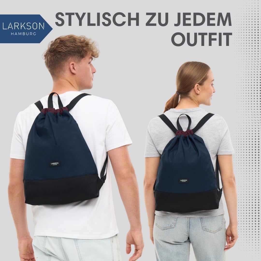 LARKSON Turnbeutel Damen & Herren Mint - No 7 - Rucksack Damen für Sport und Festival - Beutel Rucksack Klein mit Innentasche - Außentasche für Schnellzugriff