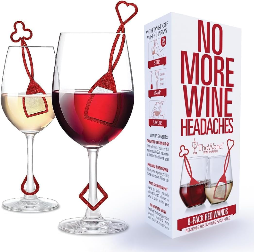 PureWine Red Wand Histamine and Sulfite Filter, Purifier Reduces Wine