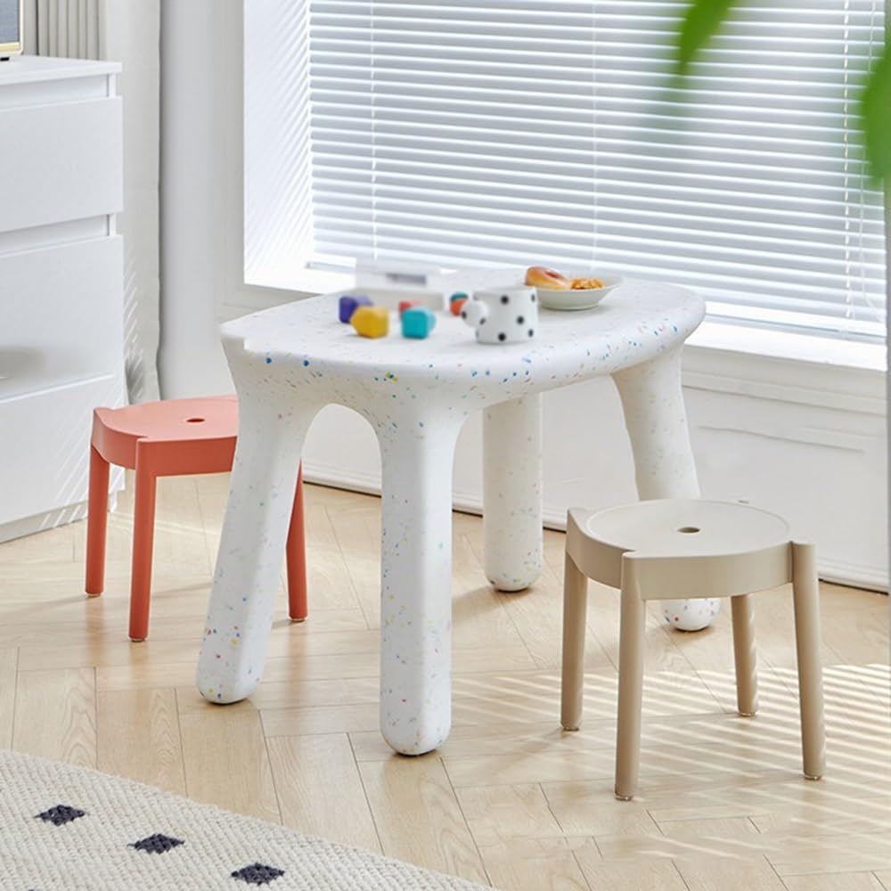 Sgabello Quadrato in Plastica Adatto al Balcone del Bagno Ufficio(Pink)