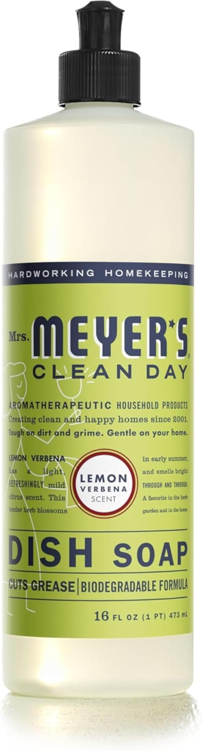 MRS. MEYER'S CLEAN DAY Liquid Dish Soap, Lemon Verbena, 16 fl. Oz