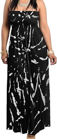 811 - Smocked Chest Strapless Tube Long Maxi Beach Cover-up Dress