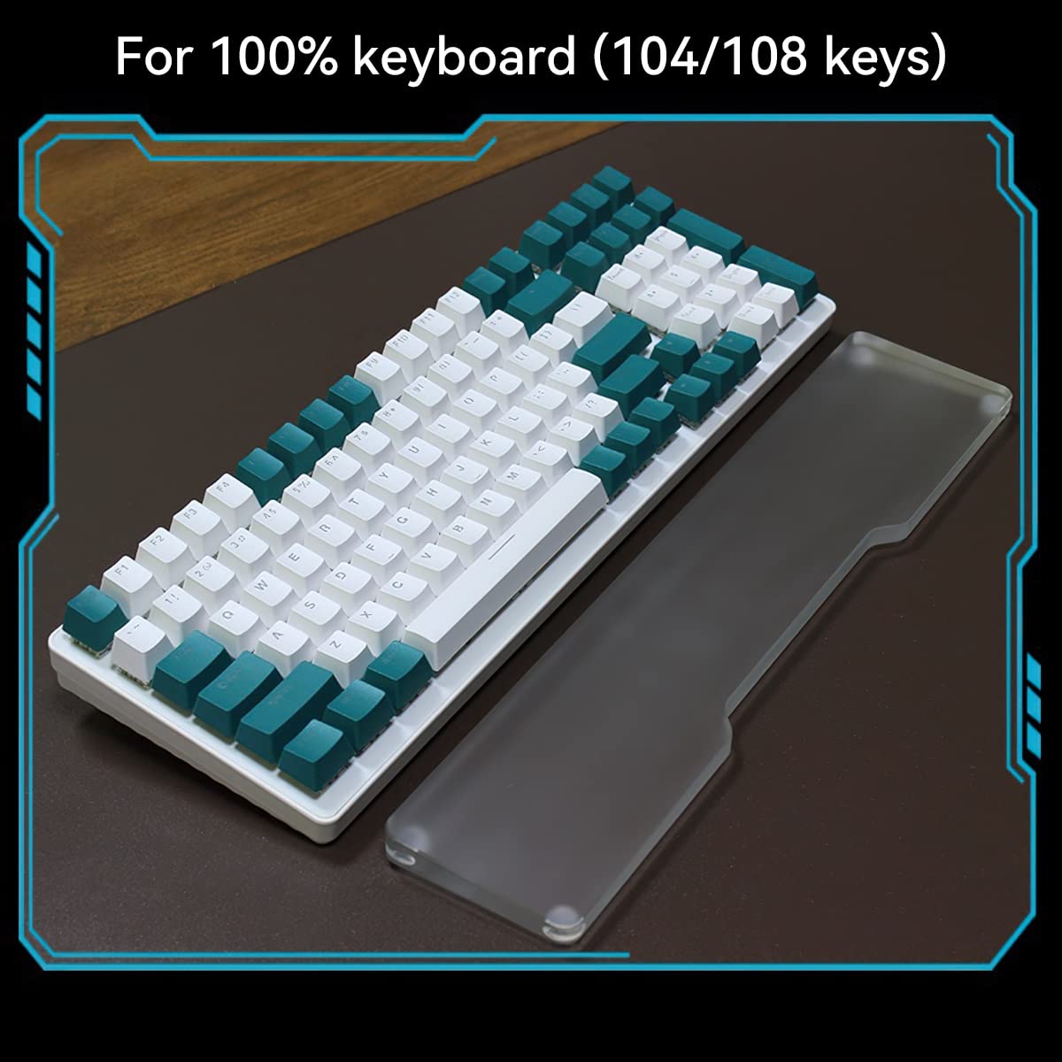 DucKey Transluzente Tastatur Handgelenkauflage, Acrylmattiertes Ergonomisches RGB Handgelenkpolster Für Mechanische Tastatur (Size : 100%)
