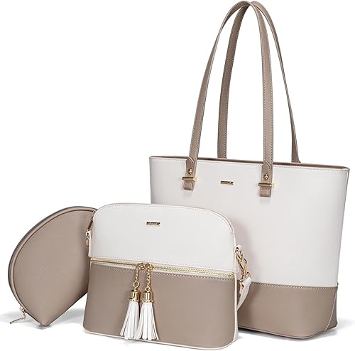 Miniatura 21 de LOVEVOOK Bolsos de mano para mujeres, bolsos de hombro, bolso tote, bolso satchel, bolso hobo, conjunto de bolso de 3 piezas