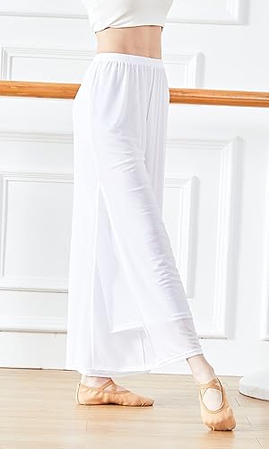 Miniatura 2 de Angcoco Pantalones de entrenamiento de baile de gasa elástica de doble capa para mujer