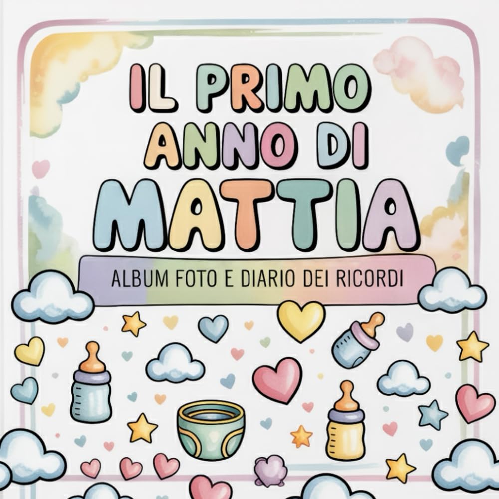Il primo anno di Mattia: Album foto e Diario dei Ricordi con nome personalizzato: Album Primo Anno del Neonato con tappe fondamentali mese per mese. ... per bambino o bambina (Il mio primo album)