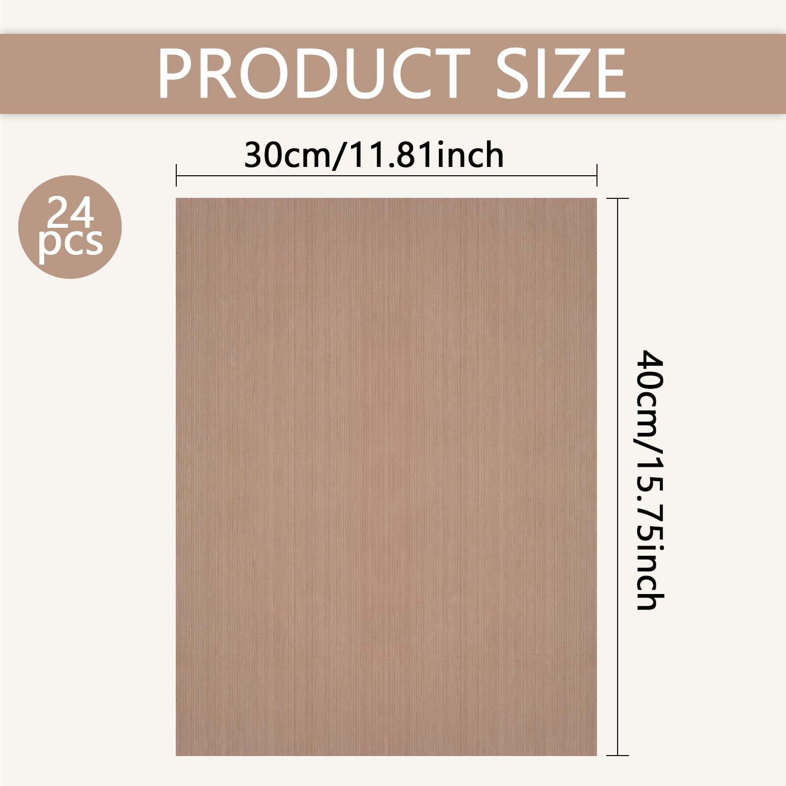 BUWUSMU 24 Pcs Clay Oven Safe Work Mat, Non Skid Mat Polymer Clay Mat Bake Clay Tool Oven Liners Mat for DIY Crafts Projects(17.8 * 11.8 Inches), Medium, Brown, BU0419-06