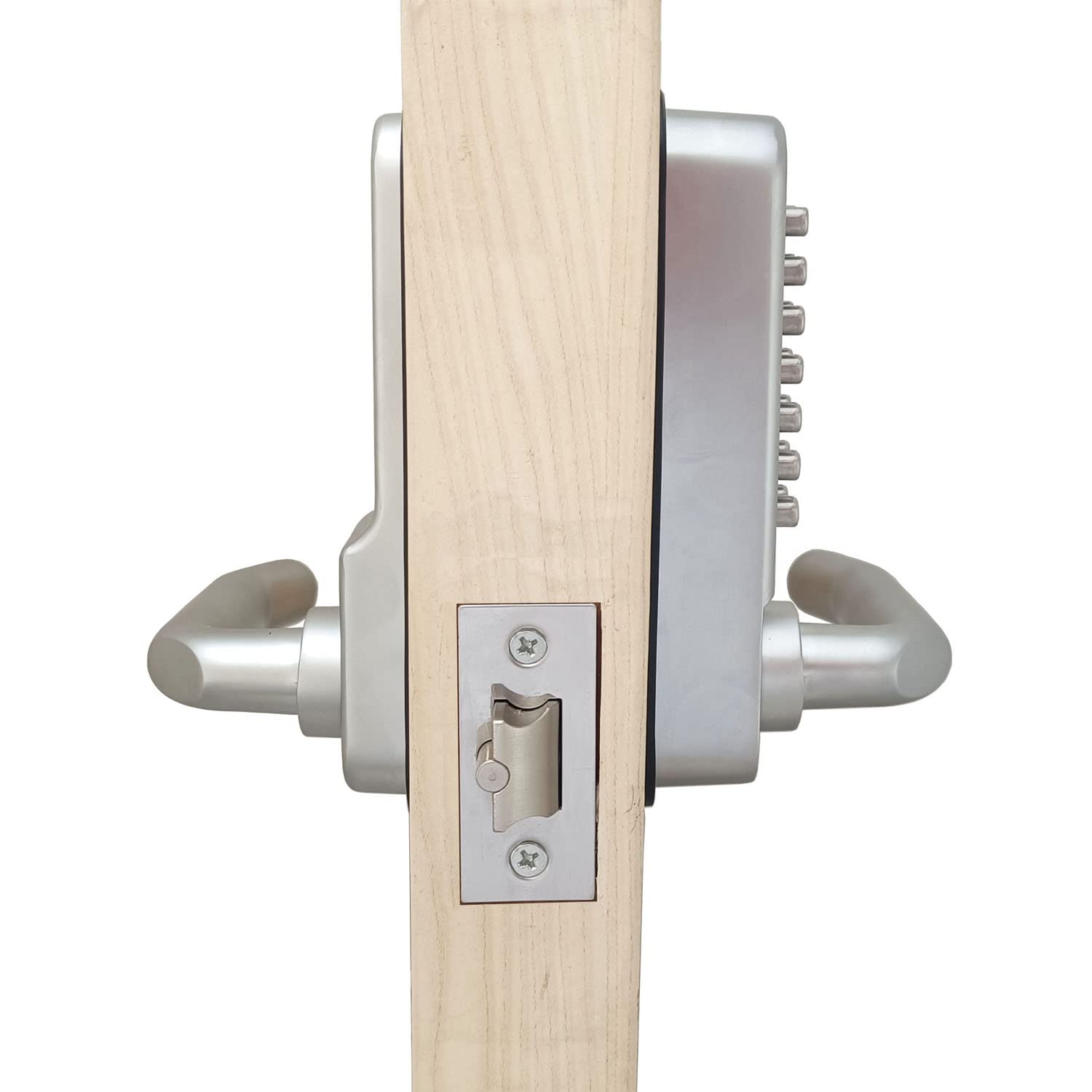 Cerradura impermeable de la manija de la puerta, Codelocks Digital Mecánico Pulsador cerradura de puerta,Sin claves,aleación de zinc (Plata)