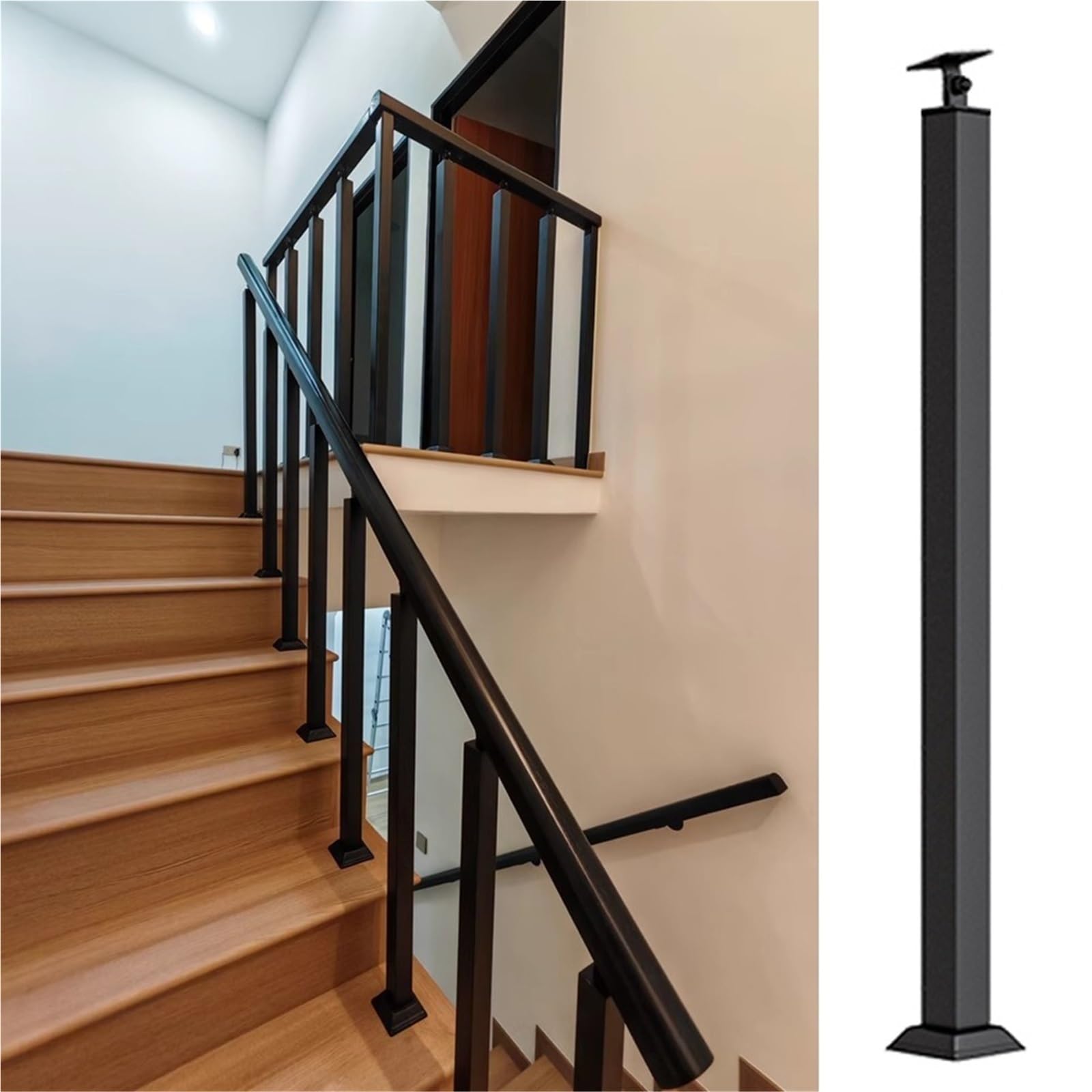 Rampe d'escalier en métal de qualité supérieure et bois noble