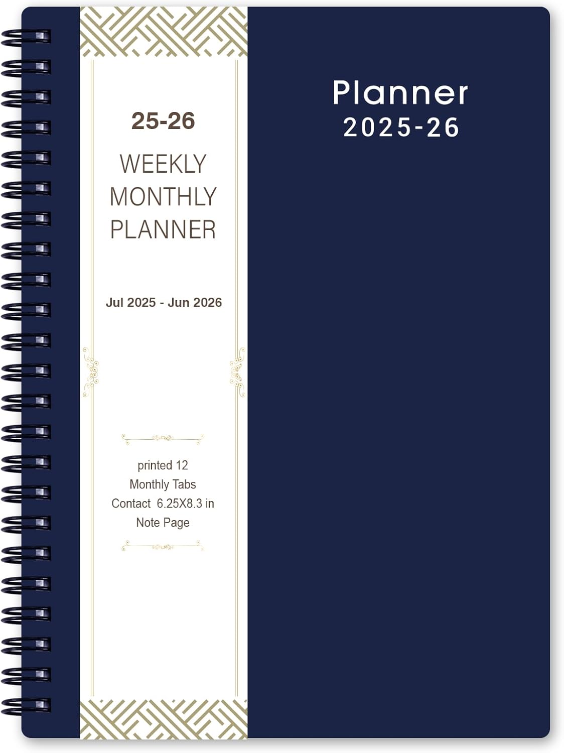 2025-2026 Planner – Planner 2025-2026 with Weekly & Monthly Spreads, Jul 2025 – Jun 2026, 6.25″ × 8.3″, Strong Twin-Wire Binding, Round Corner, Flexible Cover, Monthly Tabs