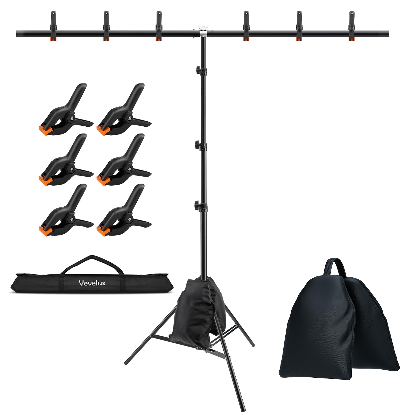 VEVELUX - Backdrop Stand with 4 Clamps & Carry Bag