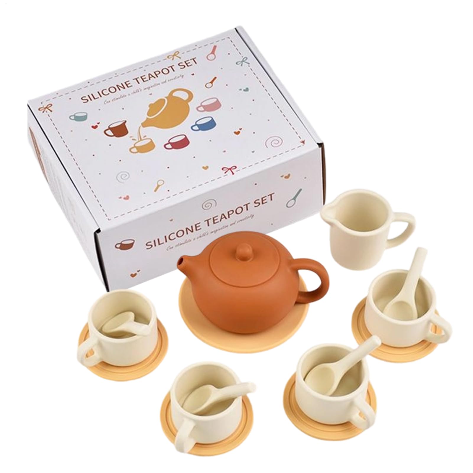 Tea Party Set - Toy Kitchen Utensils | Pretend Play Tea Set - Food-Grade Silicone For Boys Girls Preschoolers Playdates Birthday Playroom Kindergarten Family Night Daycare Centers Home