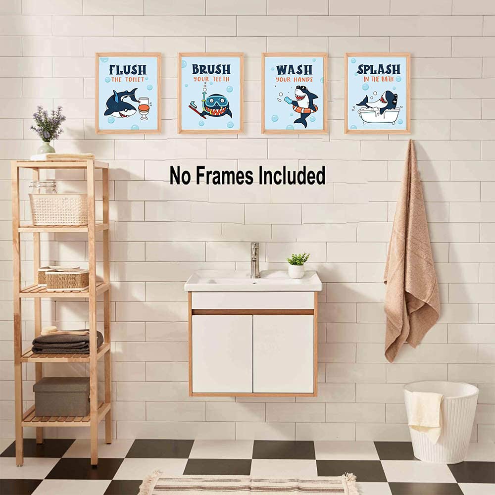Shark Posters For Walls Shark Bathroom Wall Art Shark Decor Ocean Bathroom  Art For Kids Bathroom Set Kids, image size:1000x1000