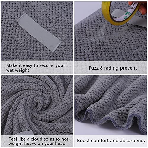 Microfiber Hair Towel,Super Absorbent Hair Towel Wrap For Women,Hands-Free Hair Dry Towels,Large Anti Frizz Hair Drying Towel,Ultra-Soft Quick Dry Hair Turban For Wet,Curly,Long,Thick Hair(Grey) #TOP2