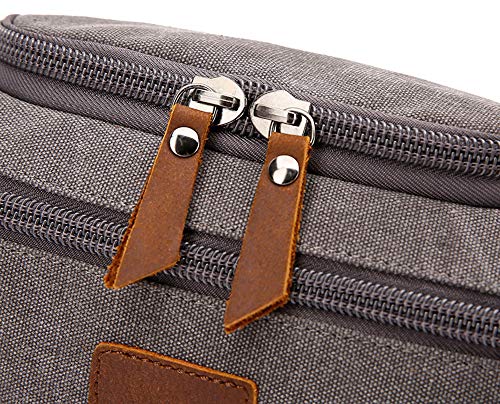 Toiletry Bag For Men And Women Personalized Shaving Kit Bag Dopp Kit For Men Travel Shaving Bag Flip Cover Mens Toiletry Bag Leather Canvas Dopp Kit For Travel (Grey(Blank))