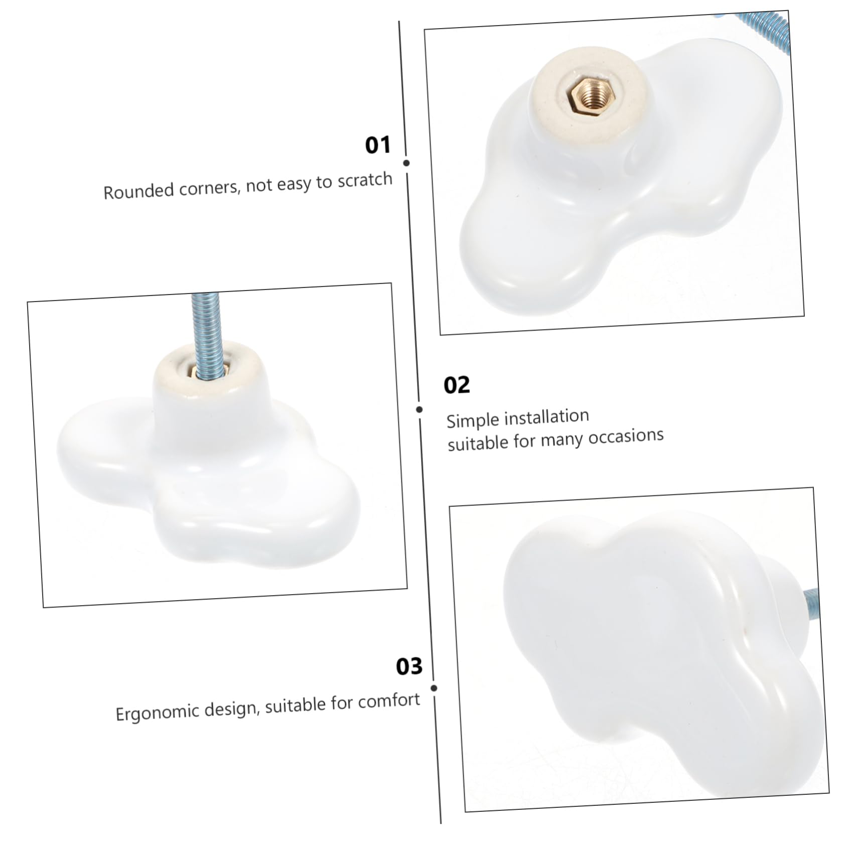 TOYANDONA Elegant Cloud Door Handle Set Porcelain Knobs Single Hole Pull Handles for Household Renovation