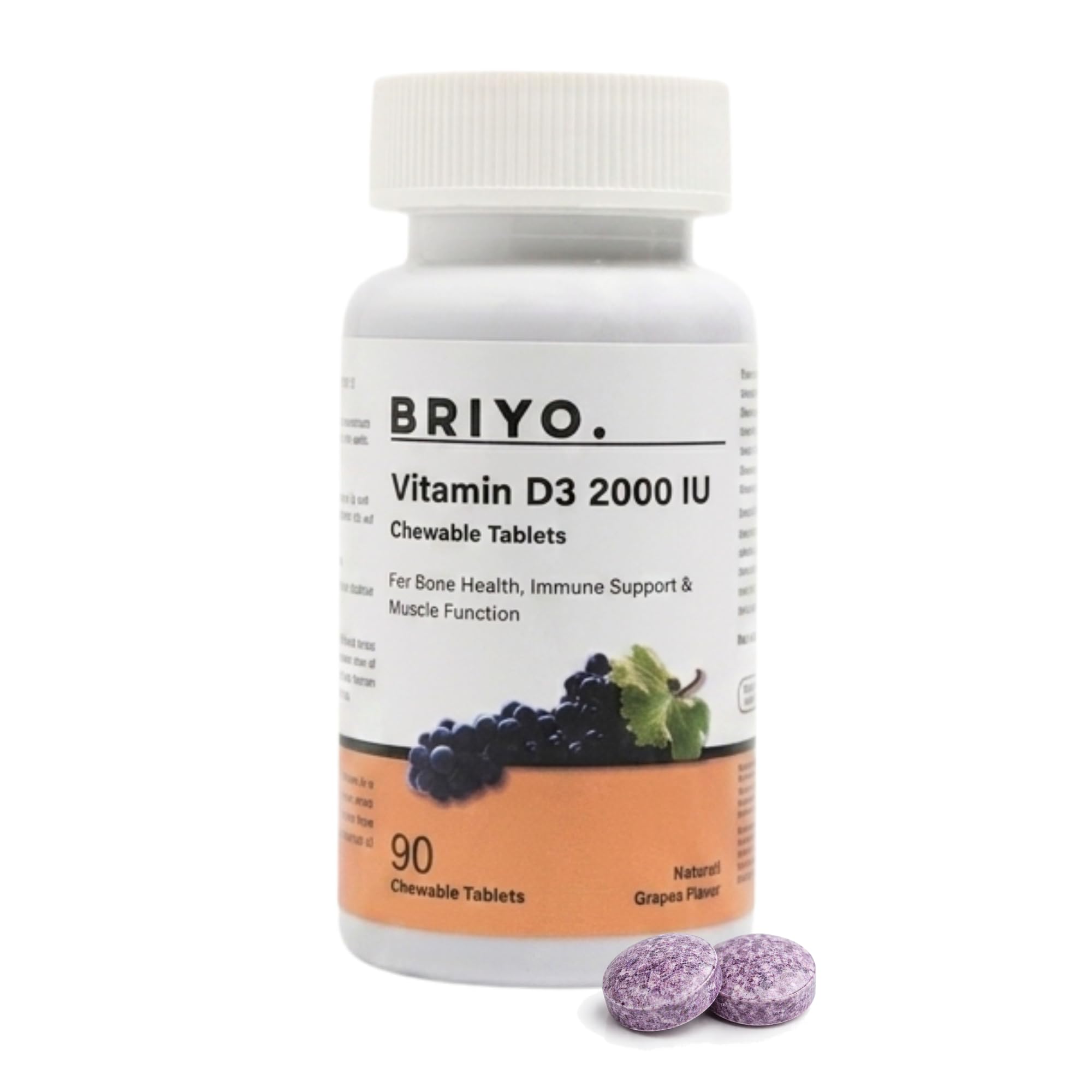 Vitamin D3 2000 IU D3-90 Chewable Tablets Promotes Calcium Absorption, Bone Health, Muscle Strength & Immunity(natural grape flavor(90 Tablets))-picture-19