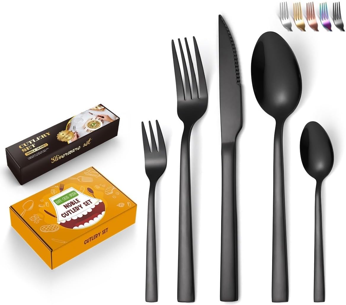 Silverware Flatware Set, 20 Piece Thickened Stainless Steel Tableware Set For Hotel And Home Use Steak Knife, Fork And Spoon(Rose Gold)