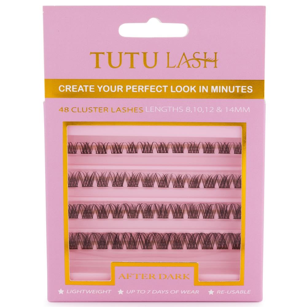 Tutu Lash Caramel Lashes Brown DIY Cluster Lashes AFTER DARK 48 x lash clusters self application easy to apply box re-usable vegan (After Dark Brown Cluster Lashes)