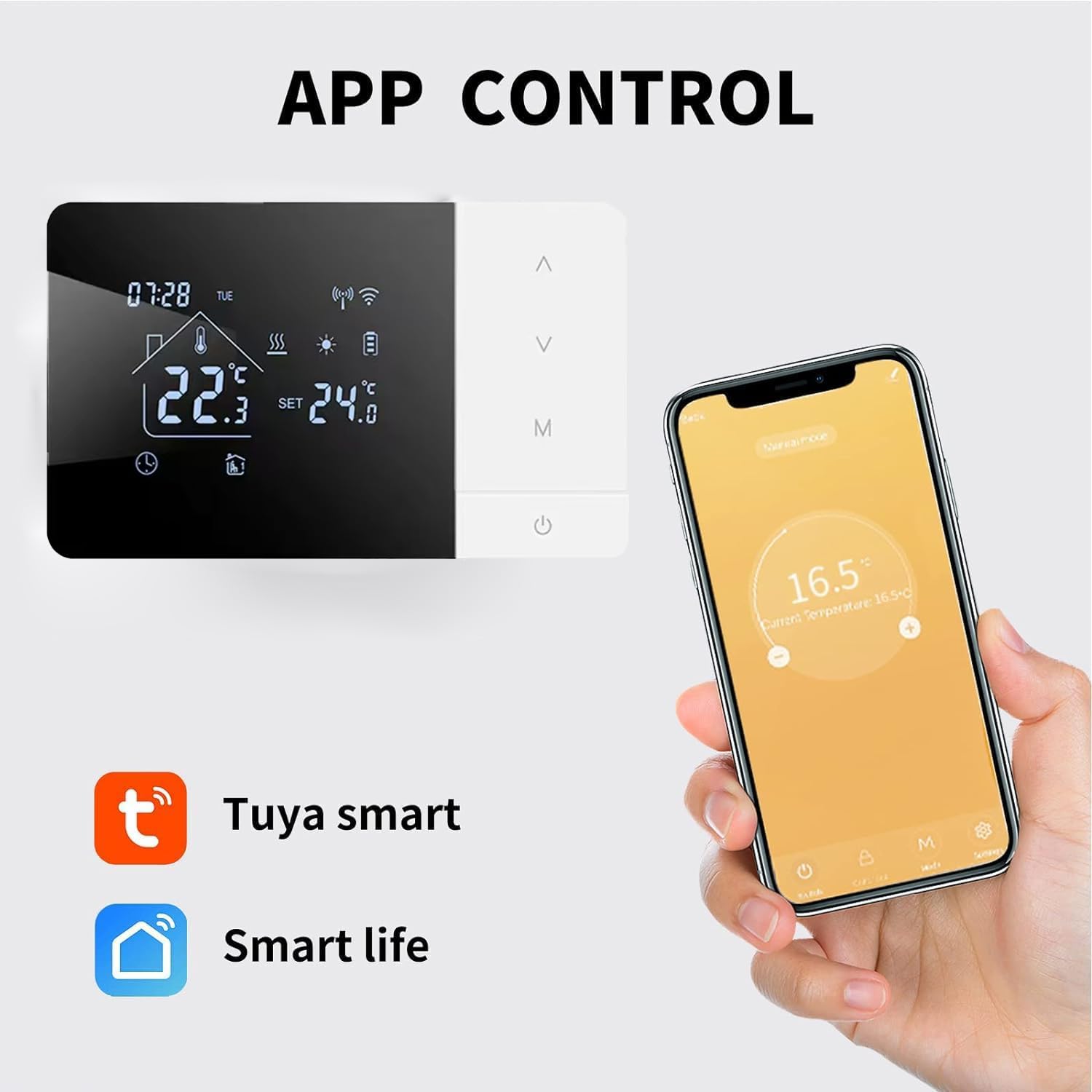 Termostato WIFI a batteria O con Cavo Type-c per caldaia a gas,Termostato Ambiente Programmabile 2 fili da Parete Funzione INVERNO/ESTATE,Cronotermostato Settimanale Digitale (Batterie escluso)