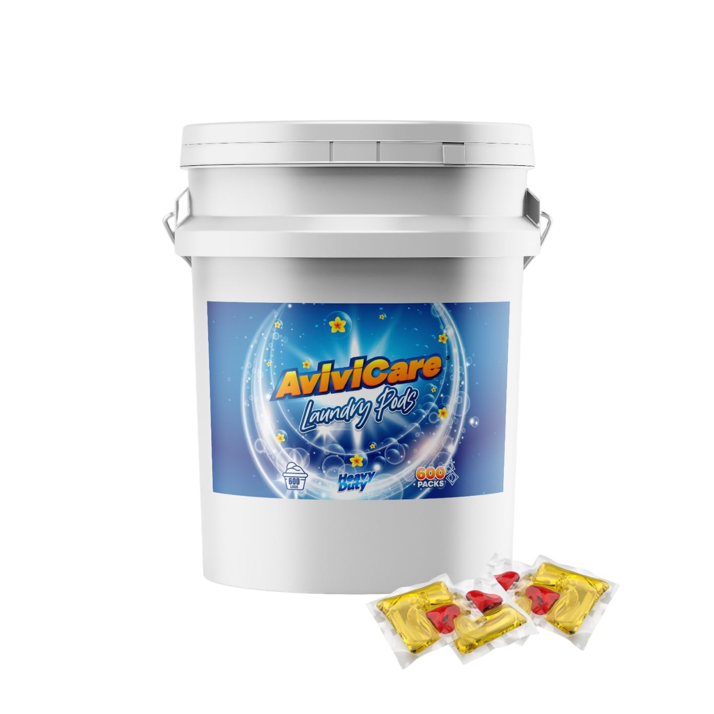 Aviva Care 2-in-1 Laundry Pods | Bulk Pack (600) for Large Families, Laundromats, Business or Commercial Use | Bulk Bucket of Pods | Child Resistant Lid | Powerful Concentrate Formula.
