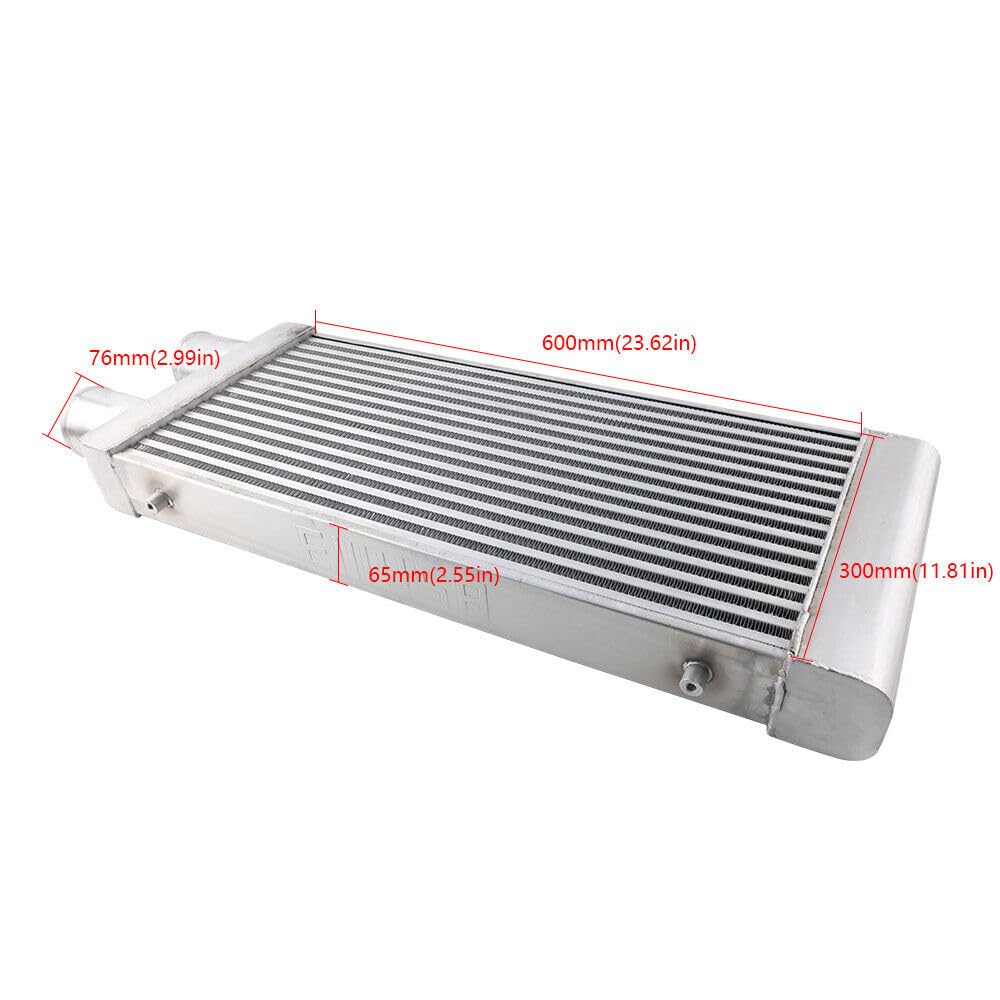 r Zestaw przewodów intercoolera 3-calowe wejścia/wyjścia 600 X 300 X 76 po tej samej stronie Chłodnica intercooler Intercooler do turbiny | Zamontuj zestaw aluminiowej chłodnicy płytowej Turbo Intercooler
