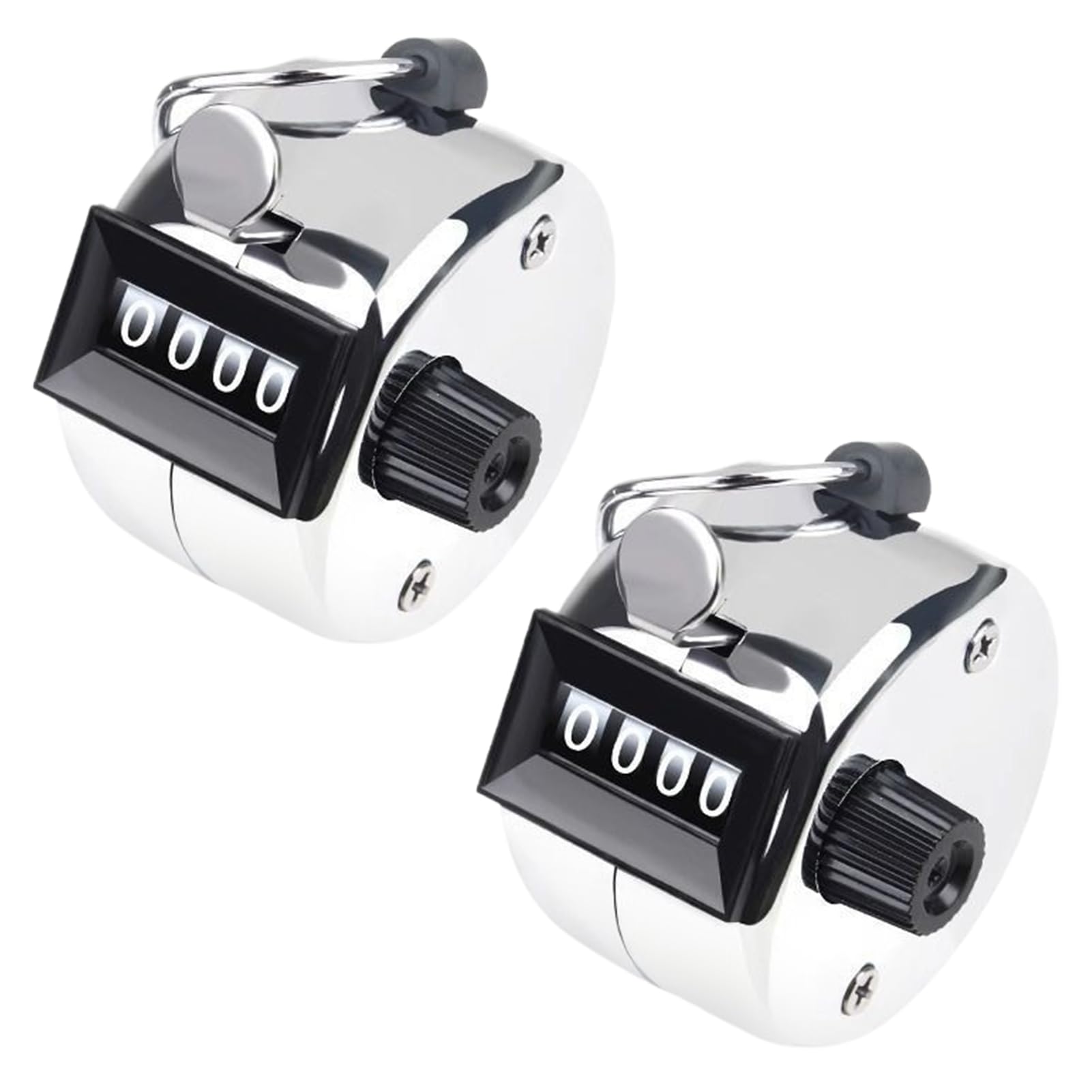 kclkda 2 Pack Hand Tally Counter, 4-Digit Manual Clicker Counter with Finger Ring, Stainless Steel Mechanical Counter for Golf, Sports, Attendance, and Event Counting