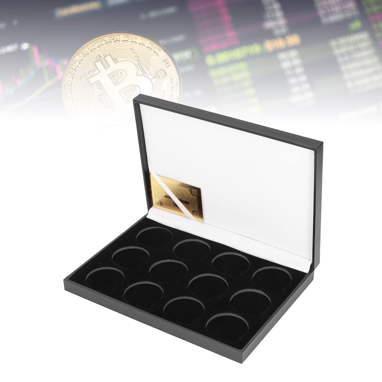 Amazon.co.jp: Ausia コインボックス、ギフトのお土産コインケースの装飾ビットコインまたは記念コイン愛好家のためのベルベット素材 :  ホビー