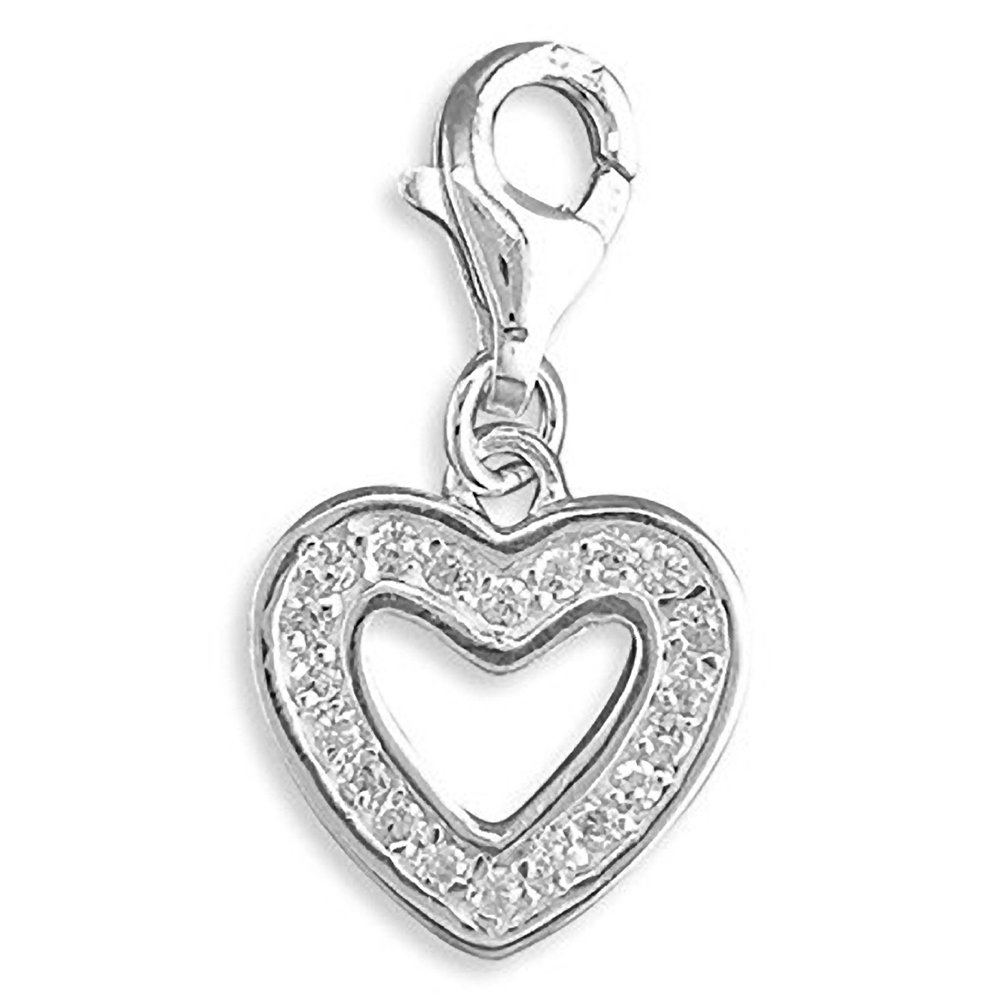 Designer Inspirations Boutique &reg;Designer Inspirations Boutique Open Heart Sparkly CZ Set Sterling Silver Clip-On Charm - for Thomas Sabo Style Charm Bracelets