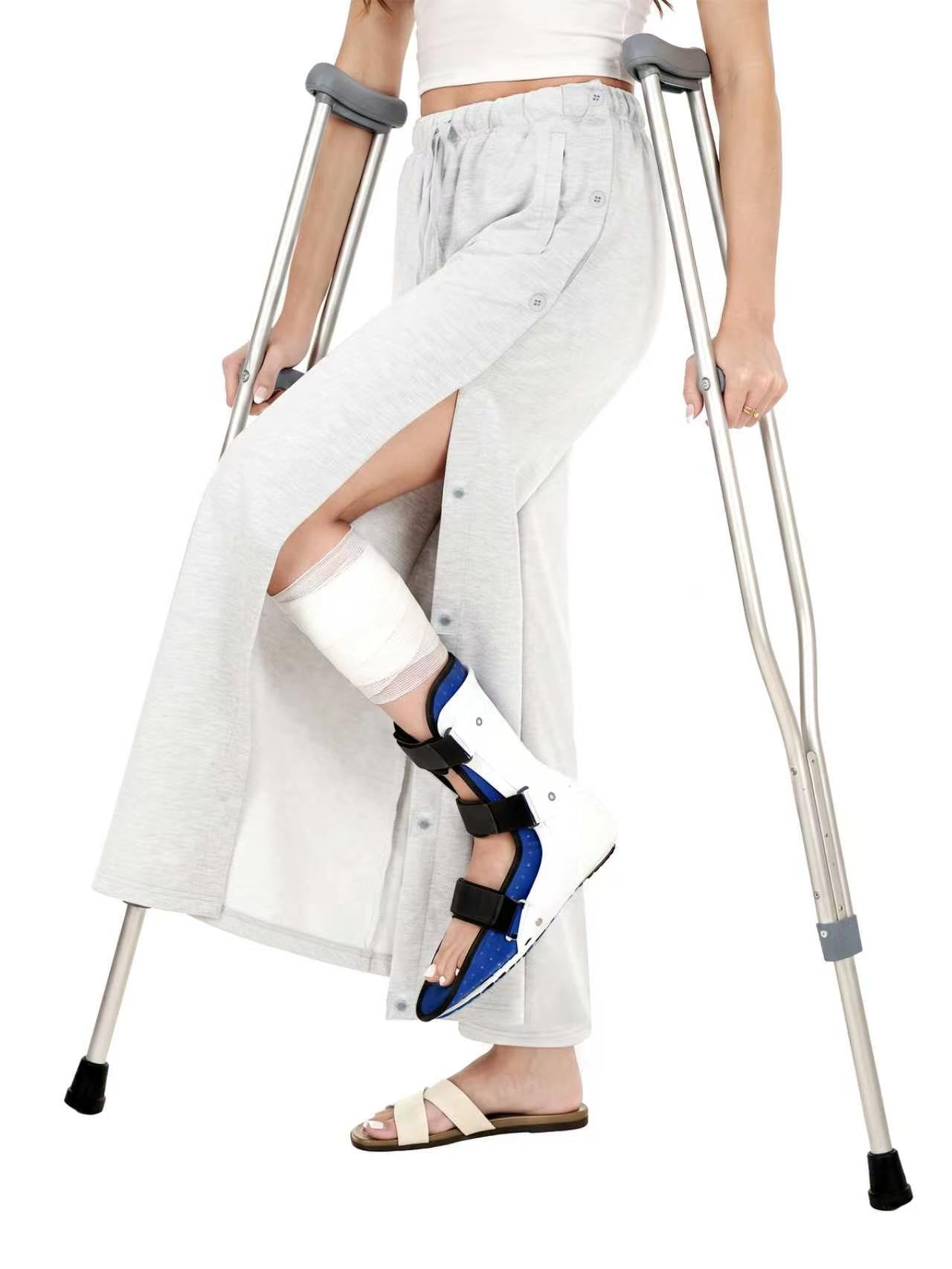 Women’s Magnetic Tear Away Post Surgery Pants Cotton Adaptive Recovery Pants Full Side Openings Easy Dressing Breakaway