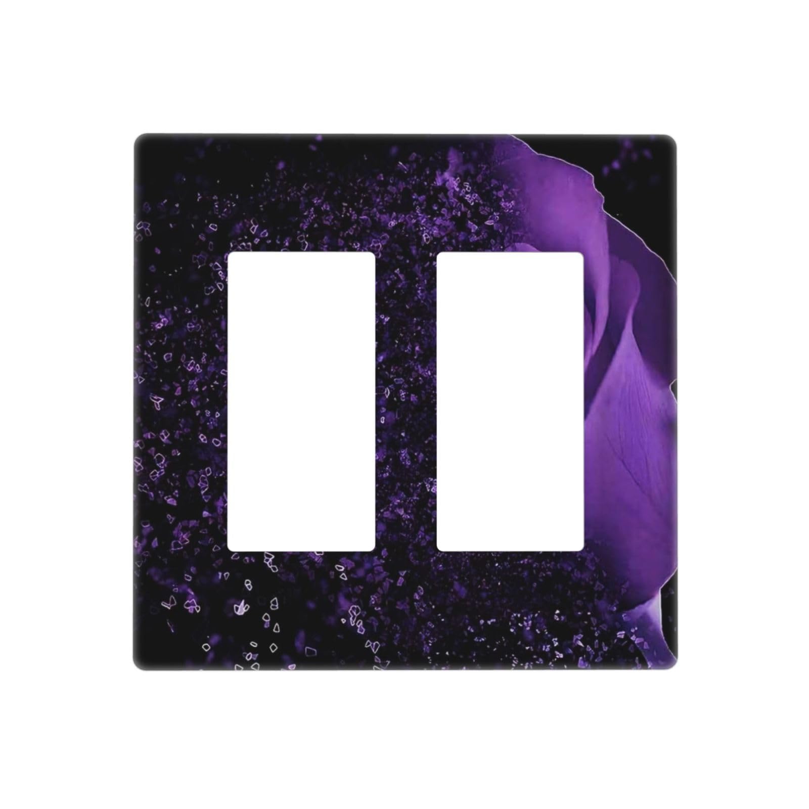 Romantic Purple Flower Rose Floral 2 Gang Two Gfci/Decorator Switch Face Wallplate Cover Lovely Lady Bathroom Woman Girl Decorative Double Rocker