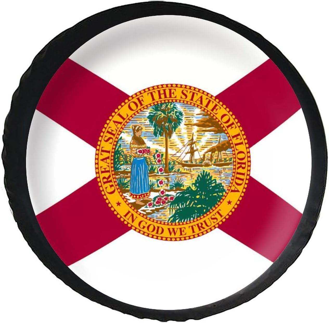 Flag of Florida Funny Spare Tire Wheel Cover Car Trailer Cover Sun UV Protector Diameter 28-34 Inch Universal