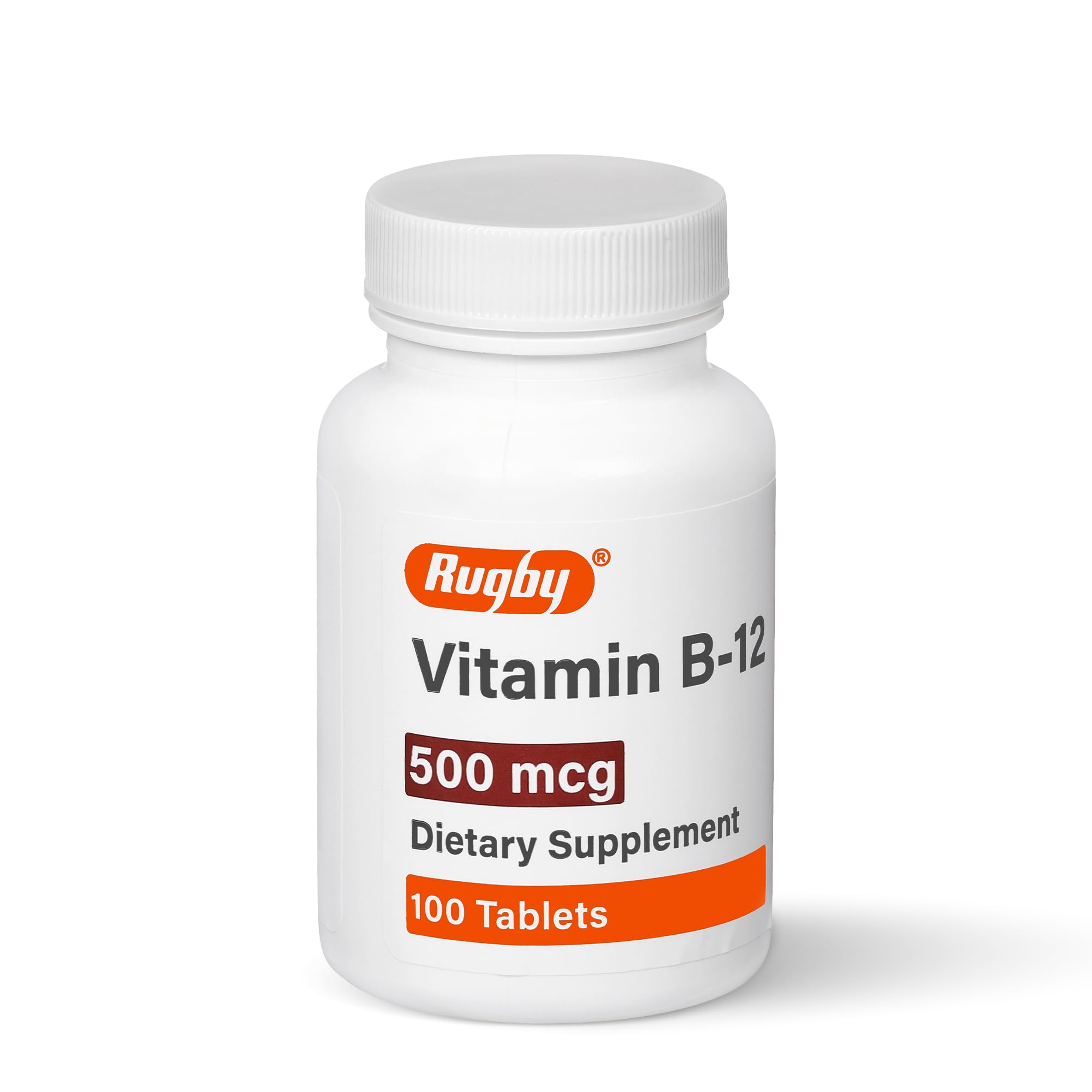 Rugby Vitamin B12 500 mcg - Gluten-Free B12 Supplement for Energy Metabolism Nerve and Immune Support 100 Tablets