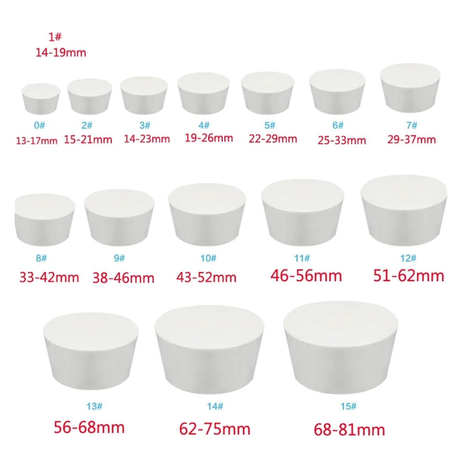 [Tapón de goma for frasco/tubo de reactivo de laboratorio, tapón de goma for perforar, n.° 0-15 n.°](No.4 100 pieces)