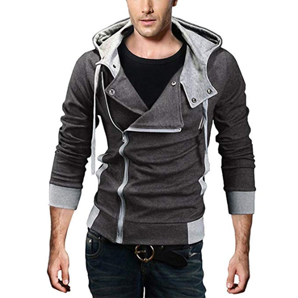 King MaMen's Oblique Zipper Hoodie Casual Slim Fit Top Cosplay Costume Jacket