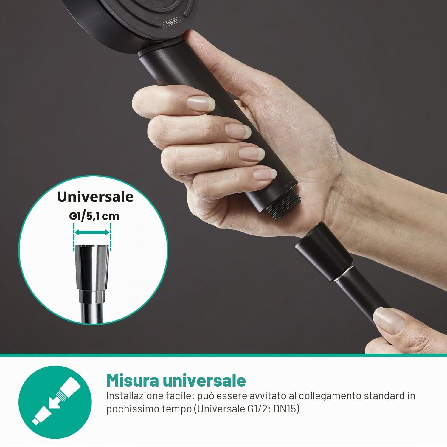 Hansgrohe Isiflex 28272670 - Tubo flessibile per doccia, 1,25 m, colore: Nero opaco, 1,25 m