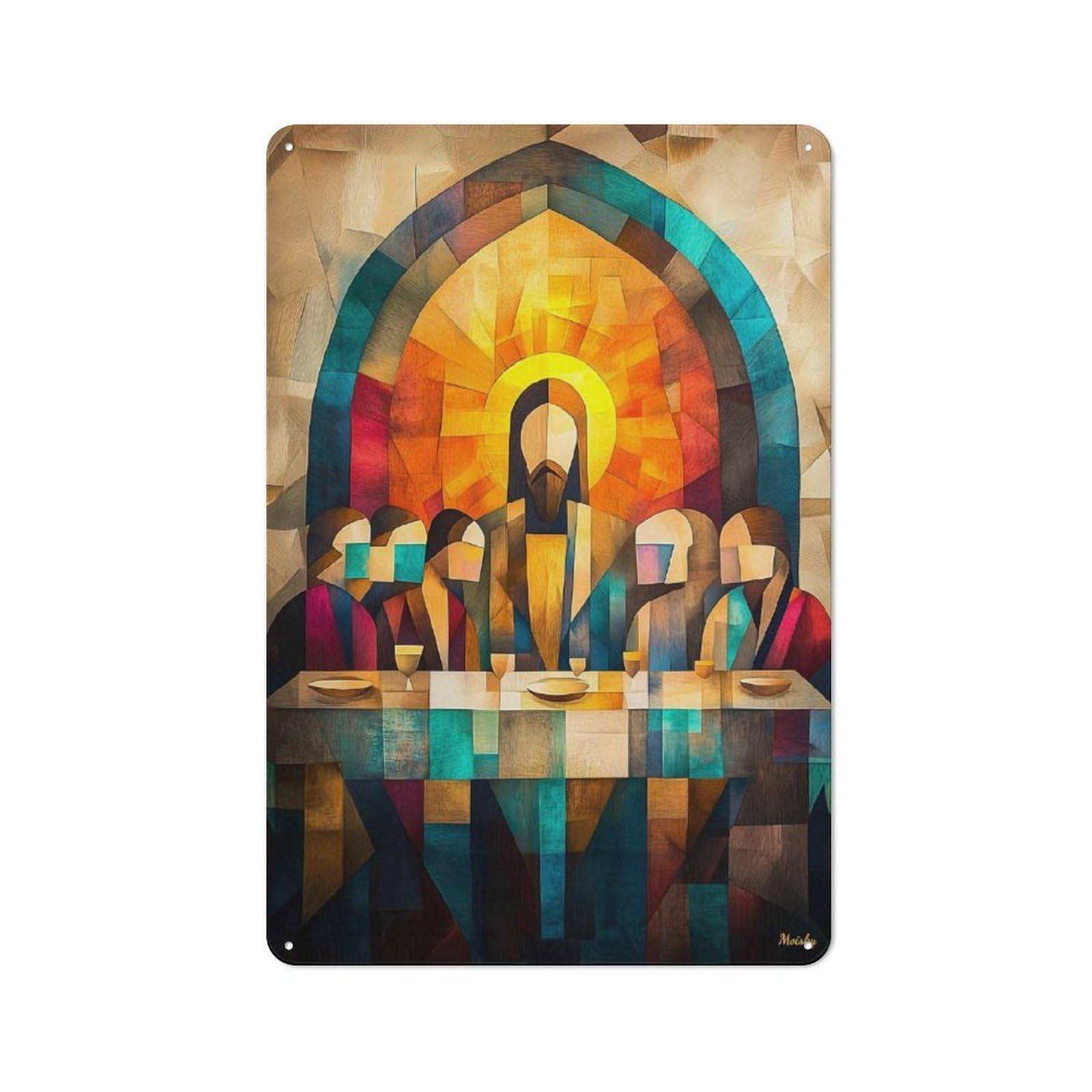 Junmoney Modern Cubist Vision Of The Last Supper Metal Sign 30X20cm With For Hallway Wall, Rustic Decor, For Wall Display Collectors