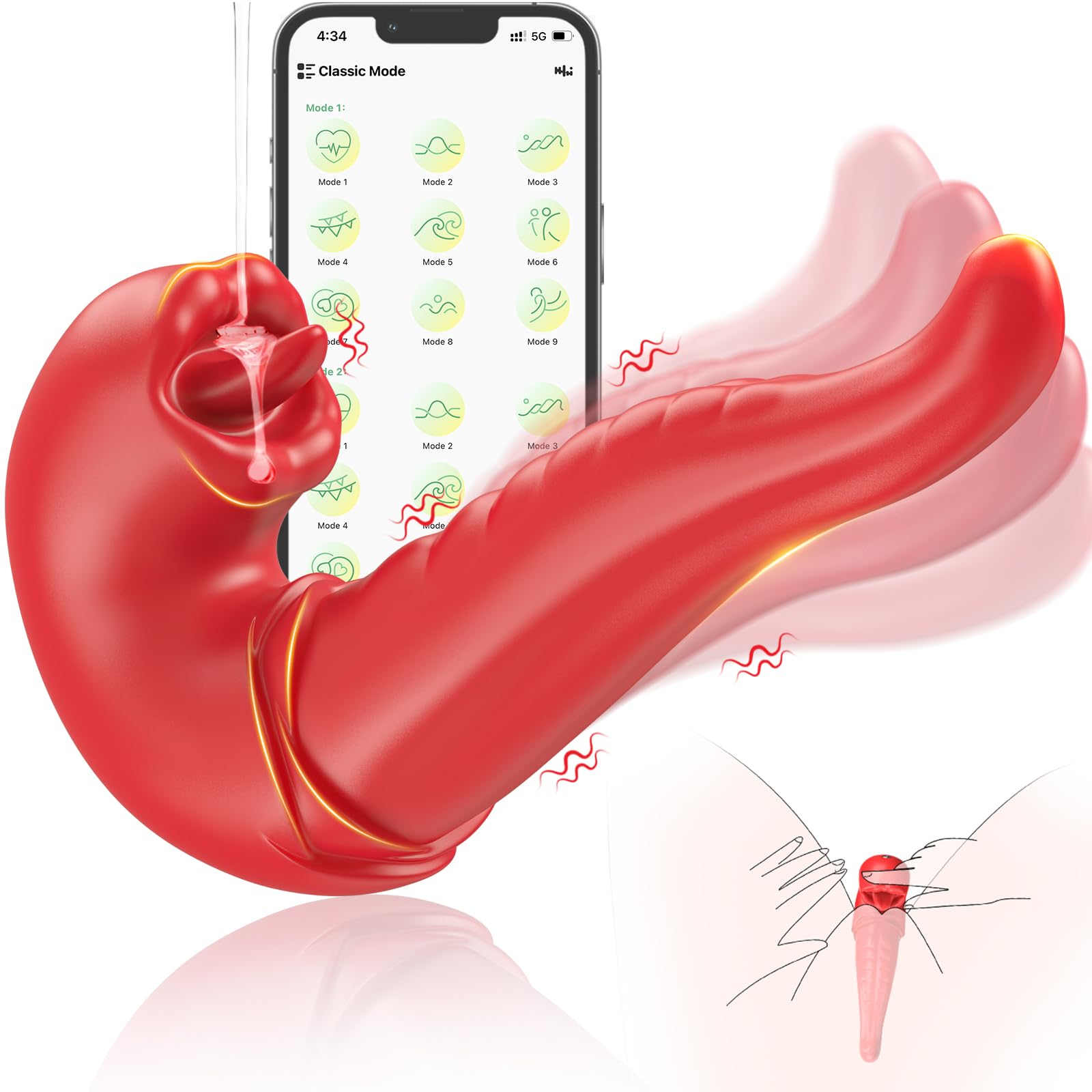 Tongue Vibrator Women Sex Toys -APP 3 in 1 Tongue Toy for Women Rose Sex Toys G Spot