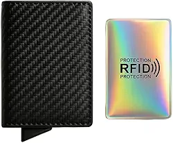 Carteira Anti Furto RFID Pop Up Slim Masculina com Bloqueio de Aproximação NFC Ejetora de Cartões Porta Notas Compacta Design Premium com Porta Cartão RFID Extra para Proteção de Dados