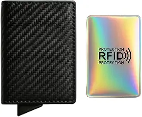 Carteira Anti Furto RFID Pop Up Slim Masculina com Bloqueio de Aproximação NFC Ejetora de Cartões Porta Notas Compacta Design Premium com Porta Cartão RFID Extra para Proteção de Dados