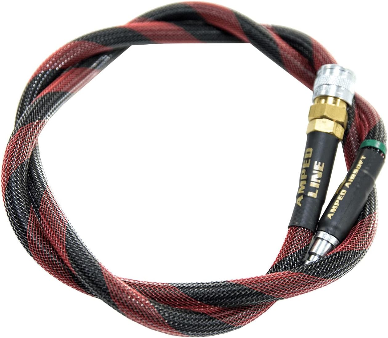 AMPED Airsoft Amped Line | Standard Weave for PolarStar, Wolverine, and Redline HPA Units 42 Inch Black & Red Spiral
