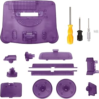 Protective Shell for N64 Retro Video Game Console, Translucent ABS Sturdy Professional Replacement Shell for N64 (Transparent Purple)