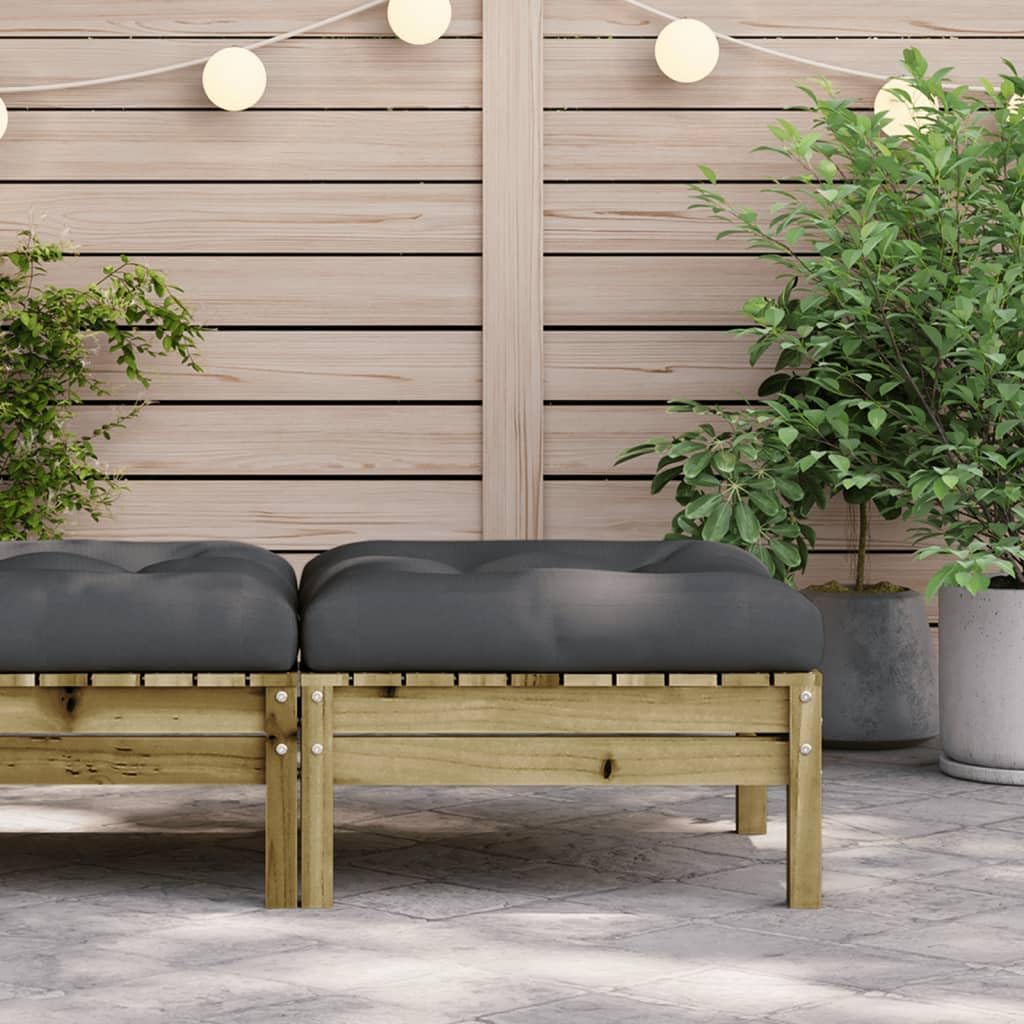 vidaXL Repose-Pied de Jardin avec Coussin, Table Basse, Tabouret de Patio Balcon Terrasse Arrière-Cour Extérieur, Bois de Pin Imprégné