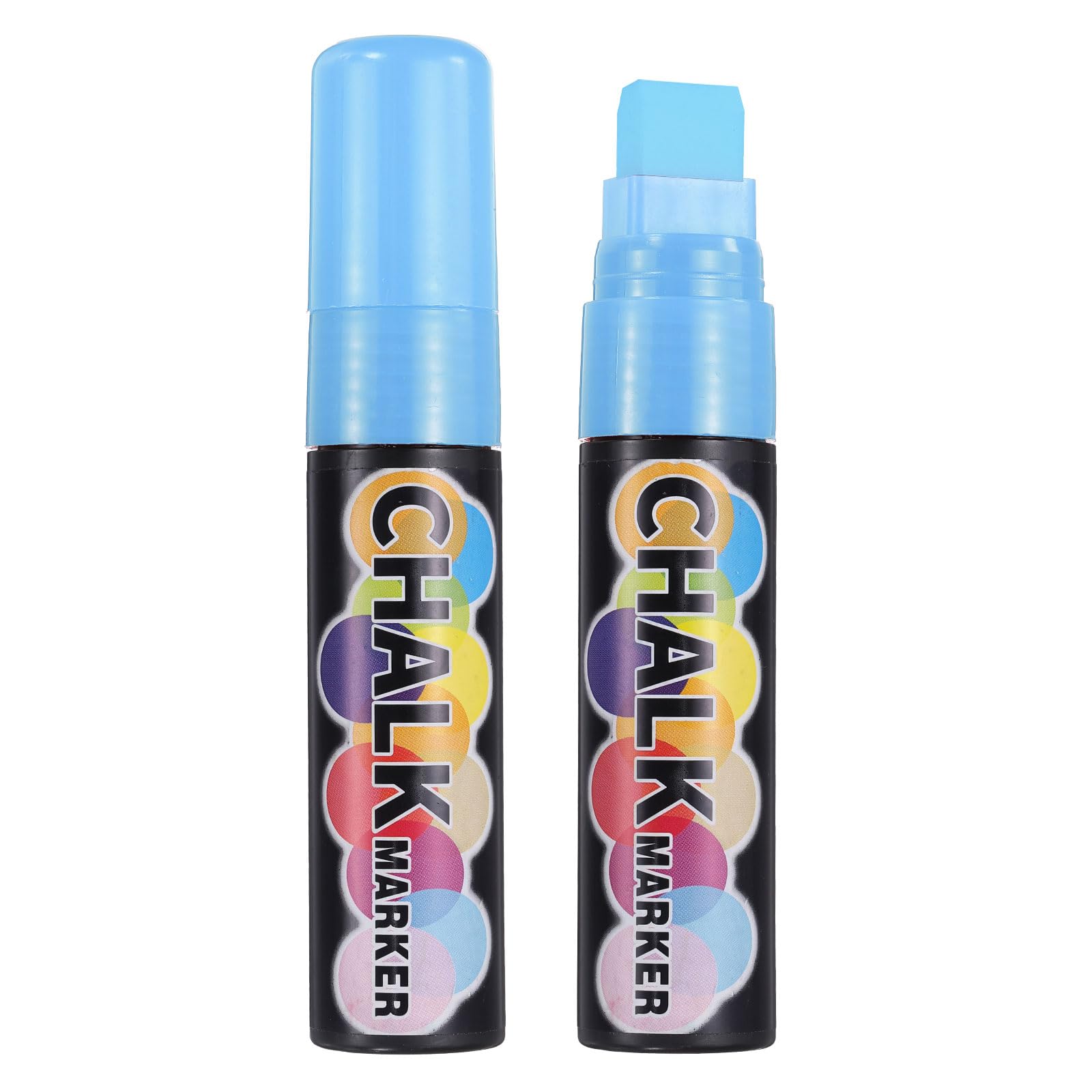 PATIKIL Liquid Chalk Markers 15mm, 2 Pcs Chalkboard Markers, Dry Erase Chalk Pens with Erasable Wide Fine Tip Wet Erase for Chalkboard Windows Blackboard Car Mirror Glass, Blue