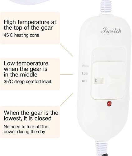 Vista 4 de Almohadilla térmica eléctrica para mascotas, resistente al agua, a prueba de desgarros, con 3 temperaturas ajustables, 17.7 x 17.7 pulgadas, 20 W
