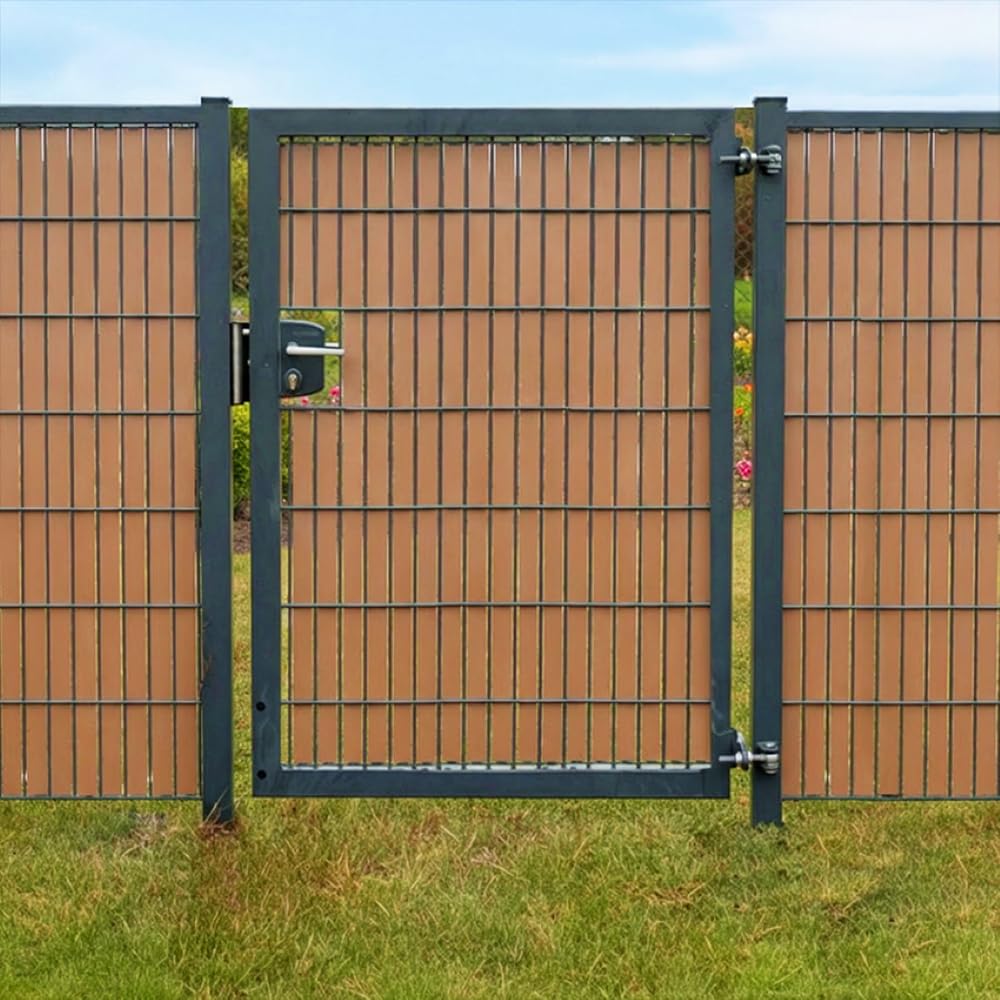 wodewa FLEXIO Sichtschutz Copper 1630mm | vertikale Kunststoff Sichtschutzstreifen für Doppelstabmattenzaun | 11 Streifen + 12 Clips Bautyp 6/5/6 und 8/6/8 | Wetterfest | Made in Germany