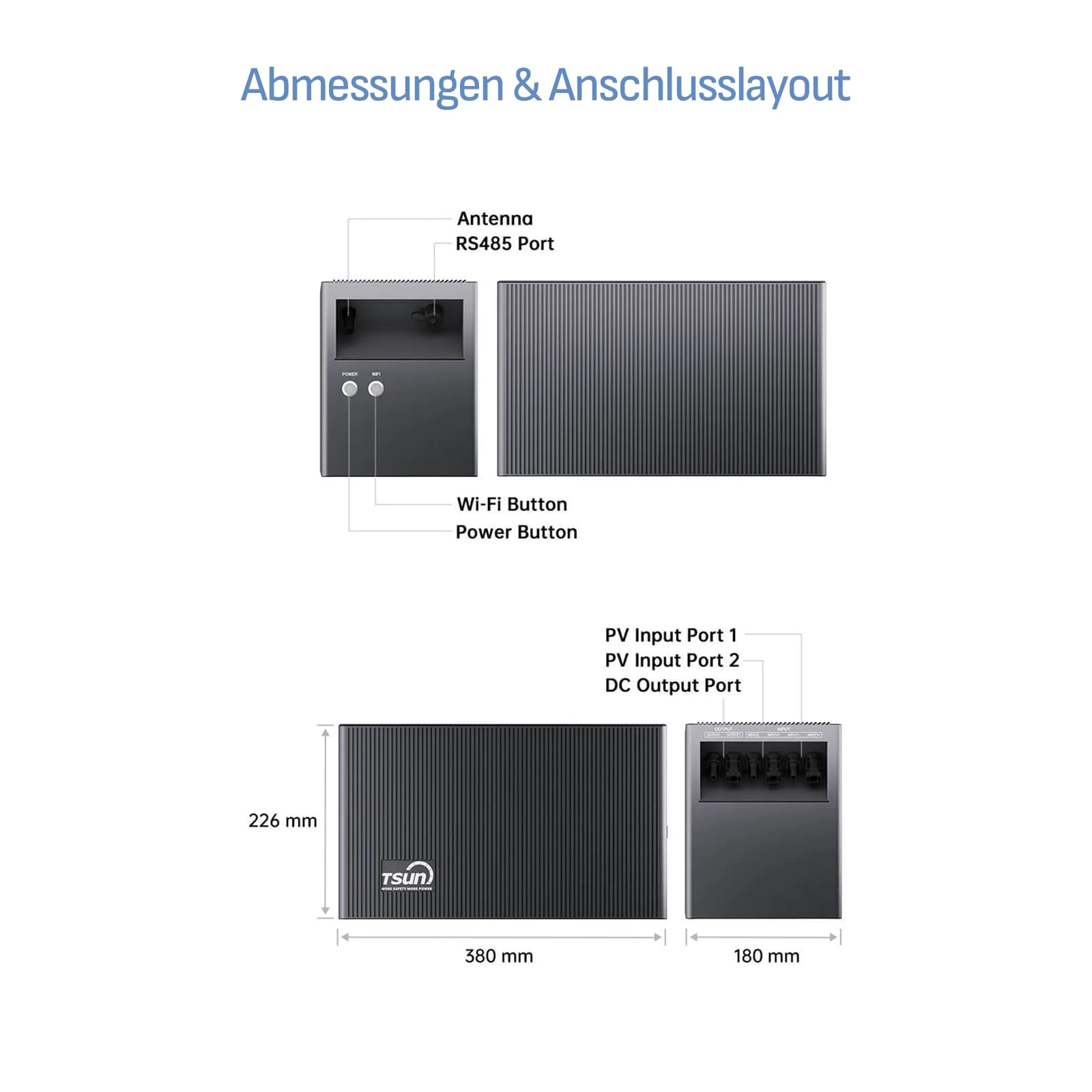 TSUN SOLARCAN TSOL-DCU2000Lite 2 kWh DC Solarspeicher LiFePO4, IP65, 2400 W PV Eingang, DC-gekuppelte Batterie für Balkon, Dach & Haus, Solarakku