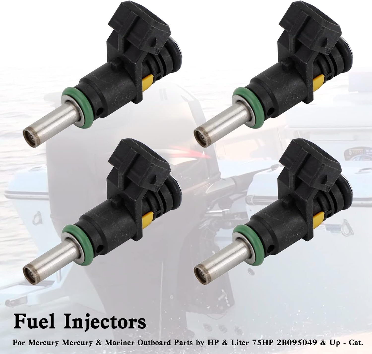 4PCS Fuel Injectors Fit For Mercury & Mariner Outboard Parts by HP & Liter (75 65 80 90 115) HP 2B095049 & Up-Cat, For Mercury Assemblies, 150 (4-Stroke) # 8M6002428