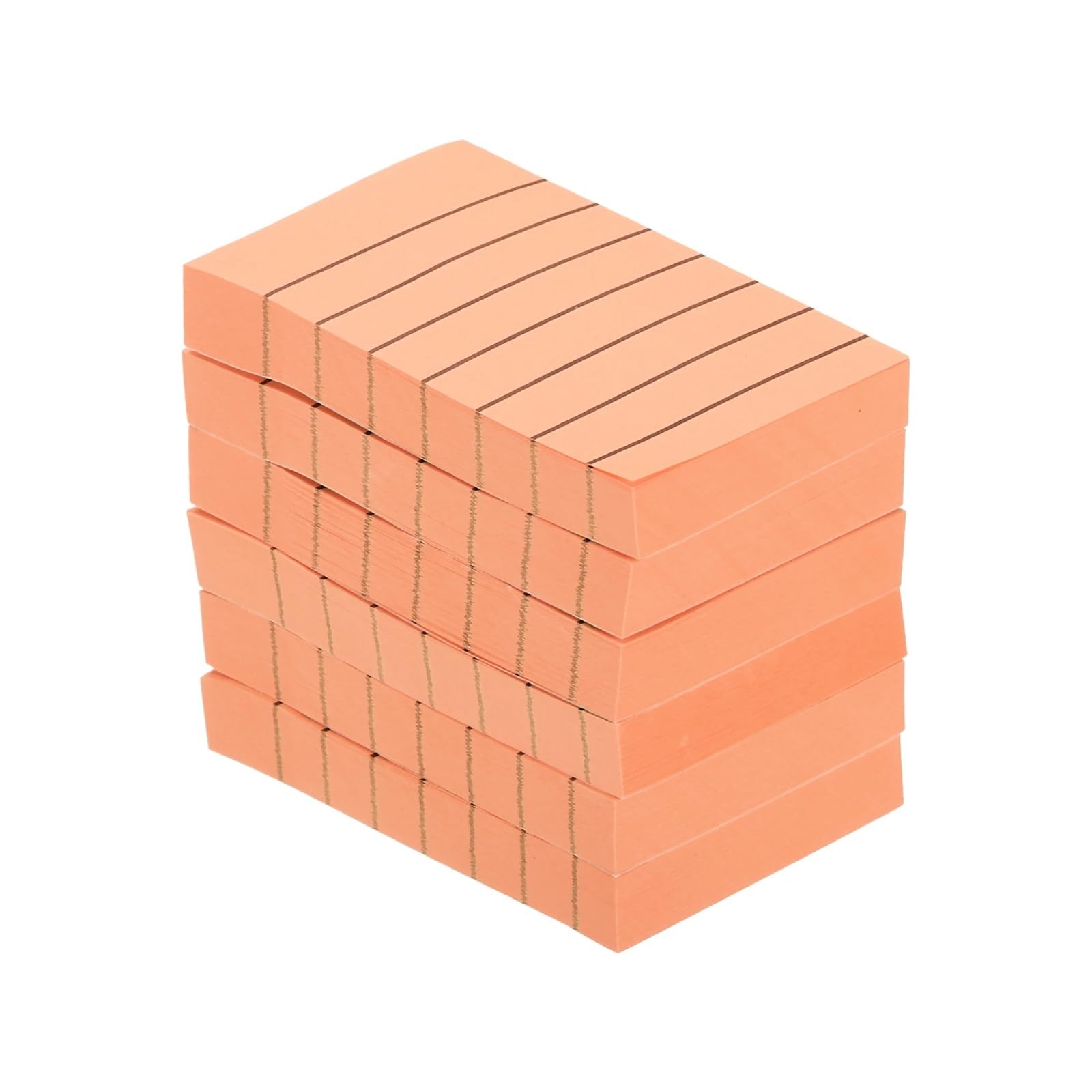 3/6 Stück fluoreszierende, linierte Haftnotizblöcke mit selbstklebenden Seiten, Planer-Aufkleber, Notizblock, bunte Memo-Karten, 100 Blatt/Stück(Orange 3x5Inch 6Pcs)