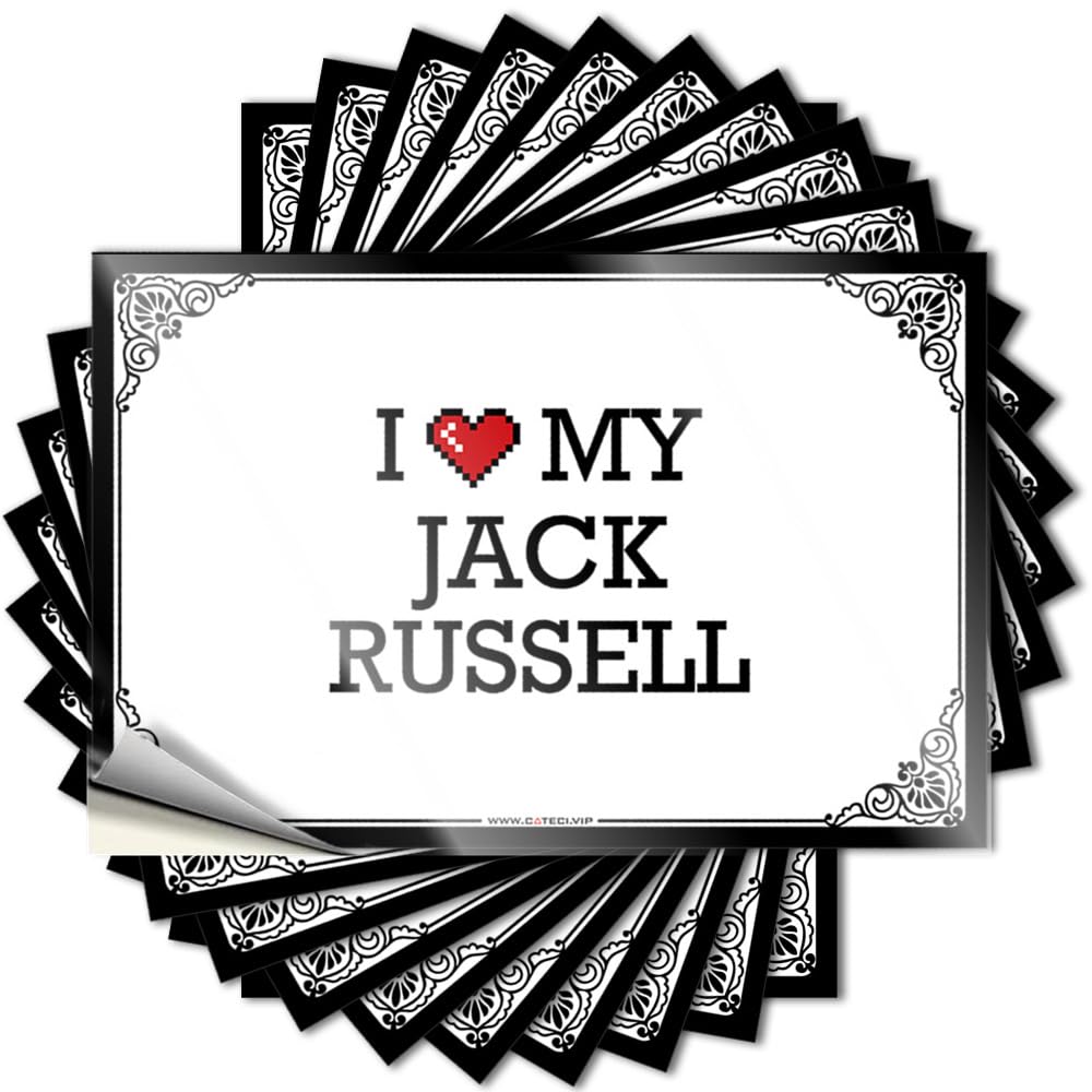 Lettering Sticker Small Peel and Stick - I Love My Jack Russell Cover Smiley Face Waterproof Vinyl for Farmers(12X18CM)