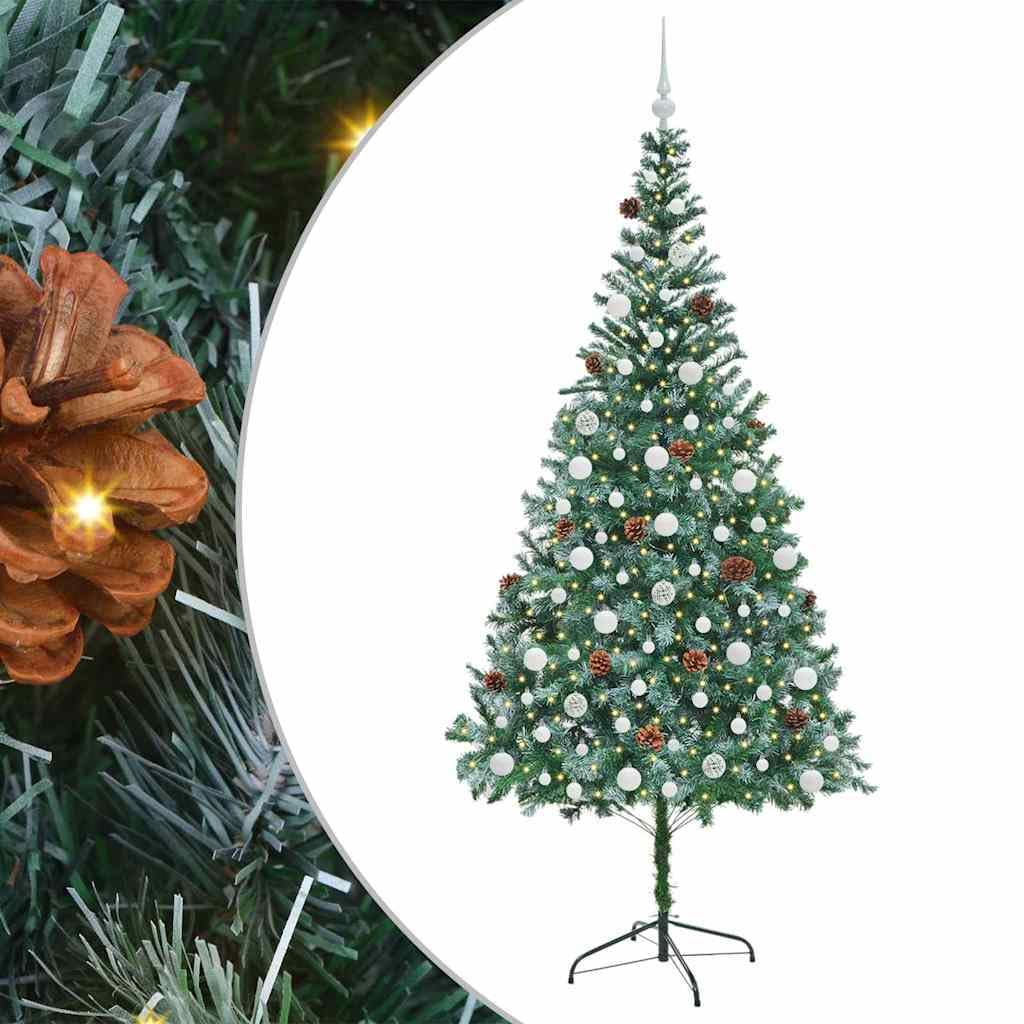 Sztuczna choinka zielona, 210 cm, stal PCW, stożek, wstępnie oświetlona 300 diodami LED o ciepłej białej barwie, 8 trybów, do użytku wewnątrz i na zewnątrz, świąteczna dekoracja